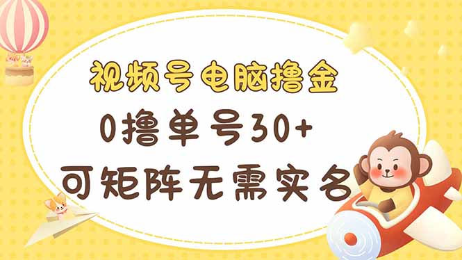 （14220期）视频号电脑撸金 0撸单号30+ 可矩阵 无需实名多号多得-JM网创