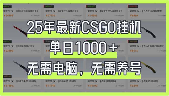 （14178期）25年最新CSGO挂机系统，单日1000+，无需电脑，无需养号，0基础可上手-JM网创
