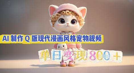 AI制作Q版现代漫画风格宠物视频，单日变现几张-JM网创